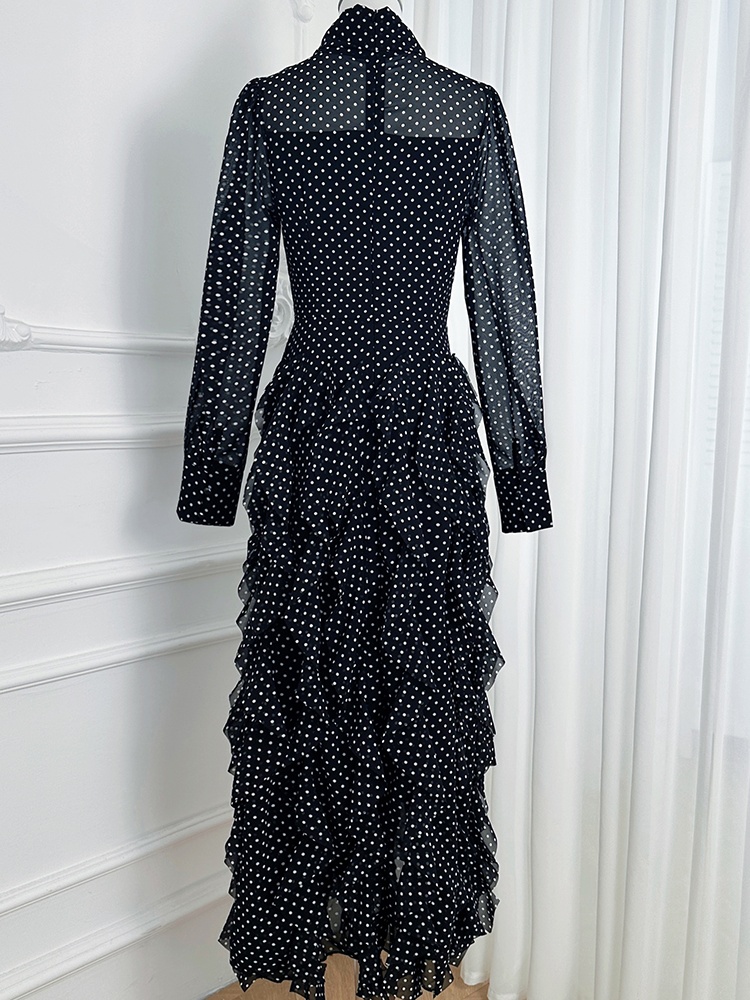 France style waves scarves big skirt polka dot dress