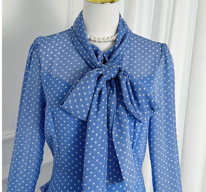 France style waves scarves big skirt polka dot dress