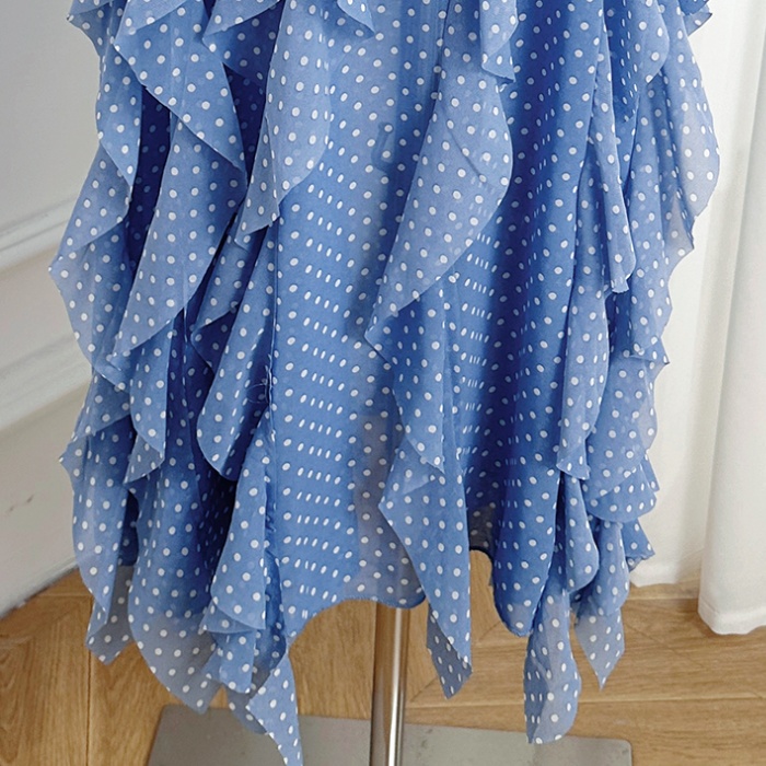 France style waves scarves big skirt polka dot dress
