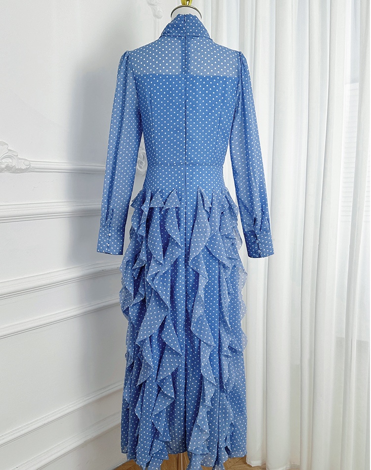 France style waves scarves big skirt polka dot dress