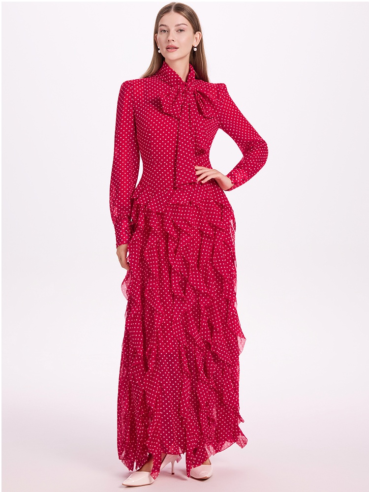 France style waves scarves big skirt polka dot dress