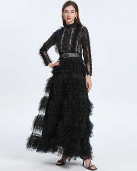 With belt court style dress temperament formal dress