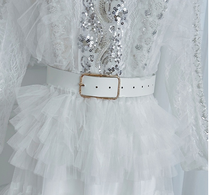 With belt court style dress temperament formal dress