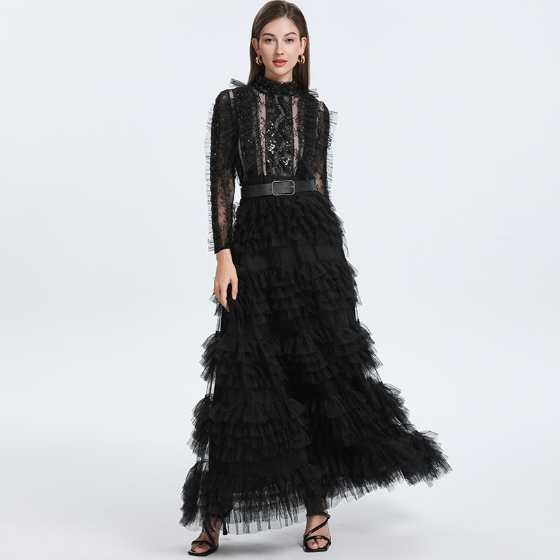 With belt court style dress temperament formal dress