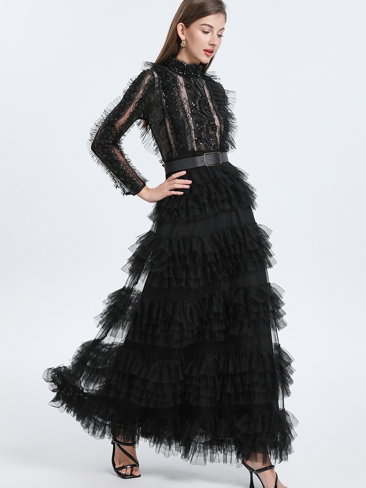 With belt court style dress temperament formal dress
