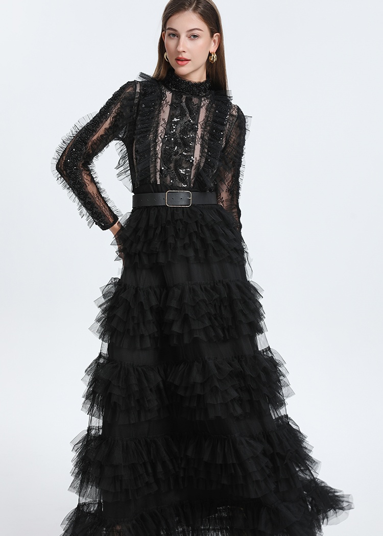 With belt court style dress temperament formal dress