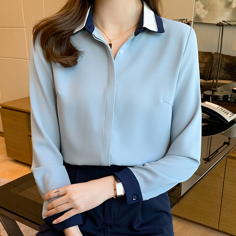 Long sleeve chiffon shirt profession overalls tops for women