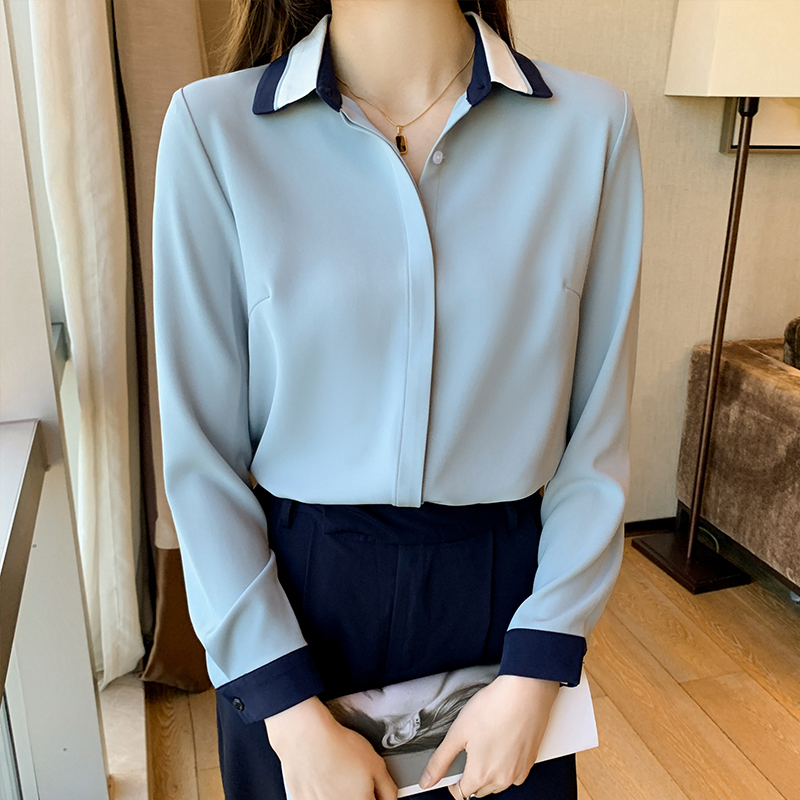 Long sleeve chiffon shirt profession overalls tops for women