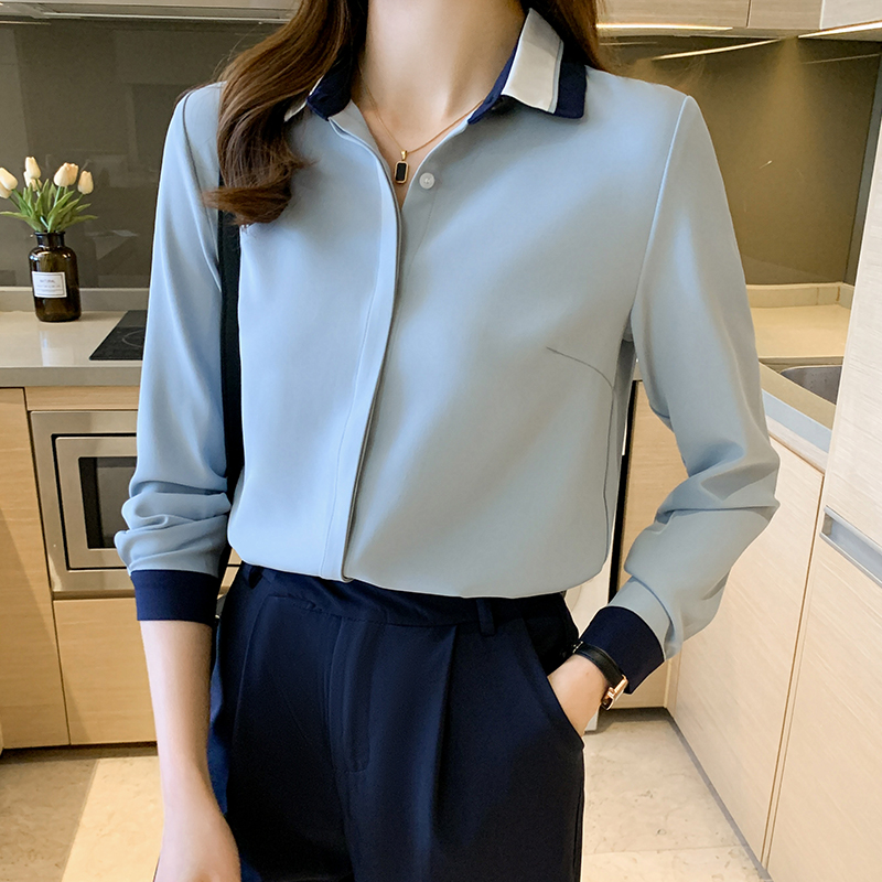 Long sleeve chiffon shirt profession overalls tops for women