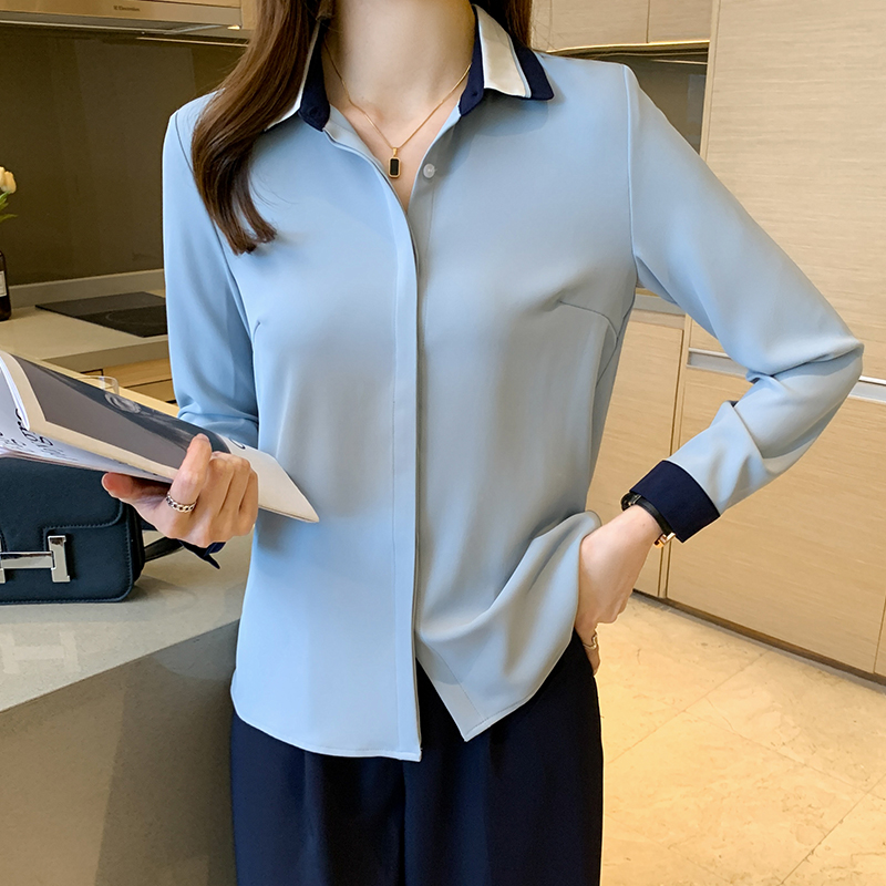 Long sleeve chiffon shirt profession overalls tops for women