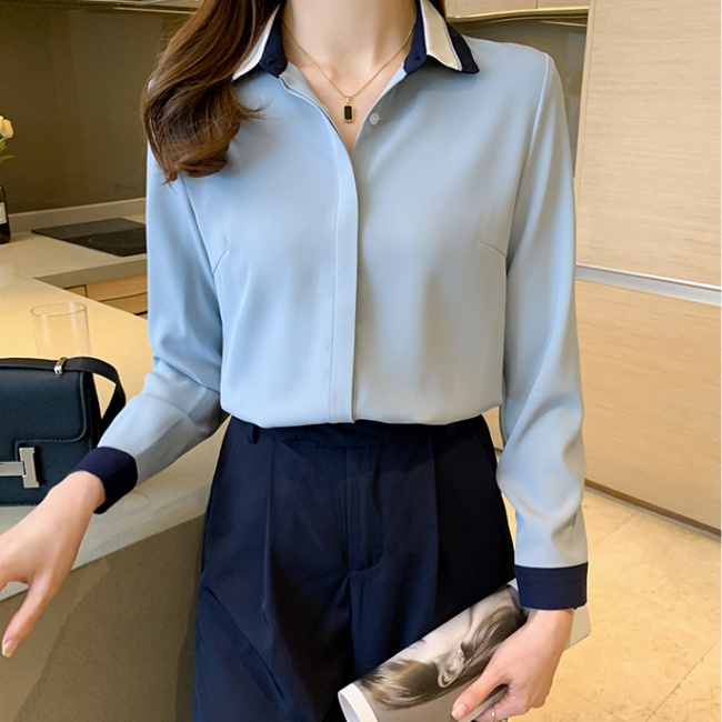 Long sleeve chiffon shirt profession overalls tops for women