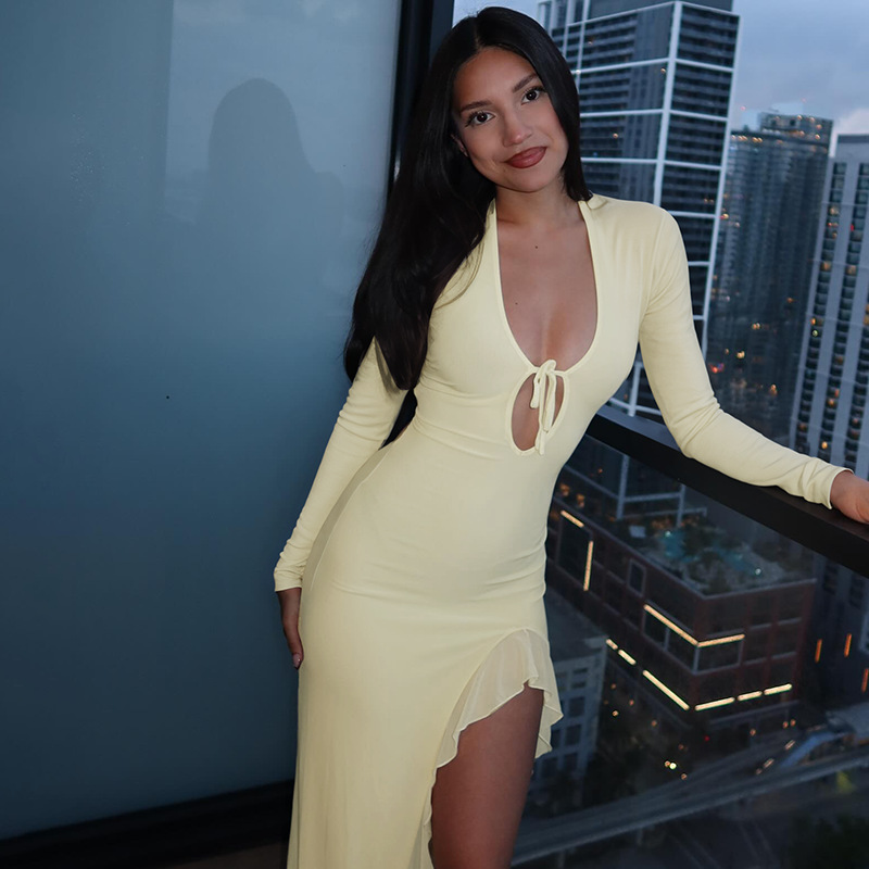 U-neck summer frenum slim sexy fashion dress for women