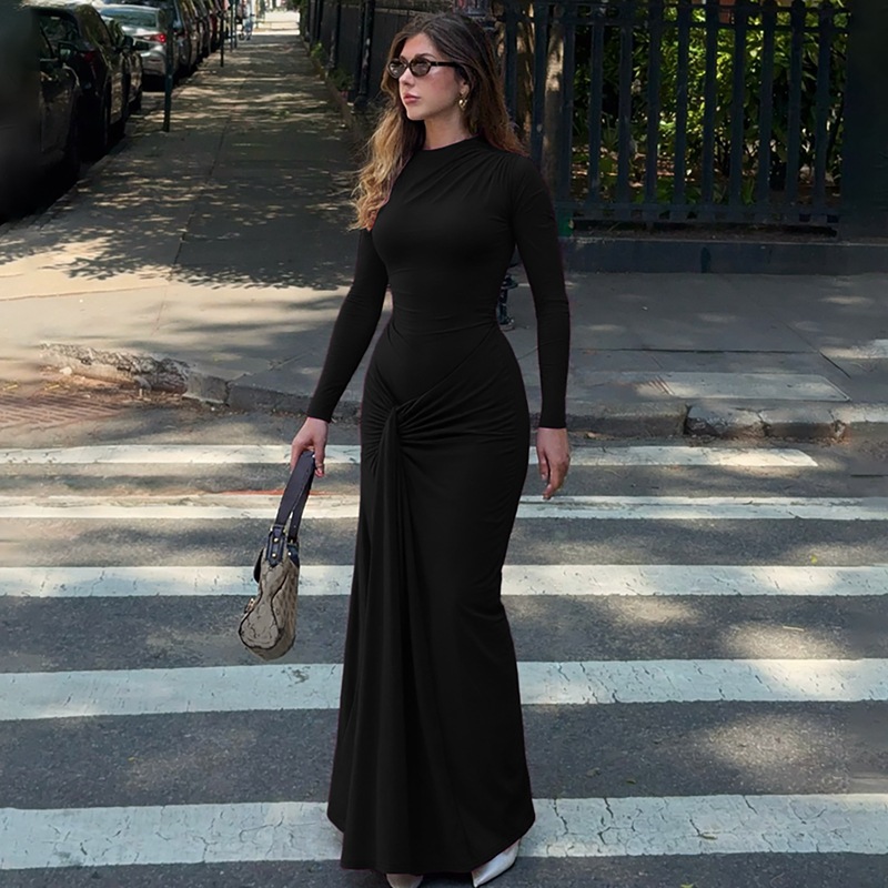 Long sleeve summer dress slim bandage long dress
