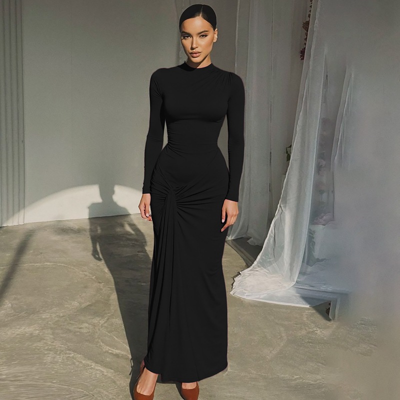 Long sleeve summer dress slim bandage long dress