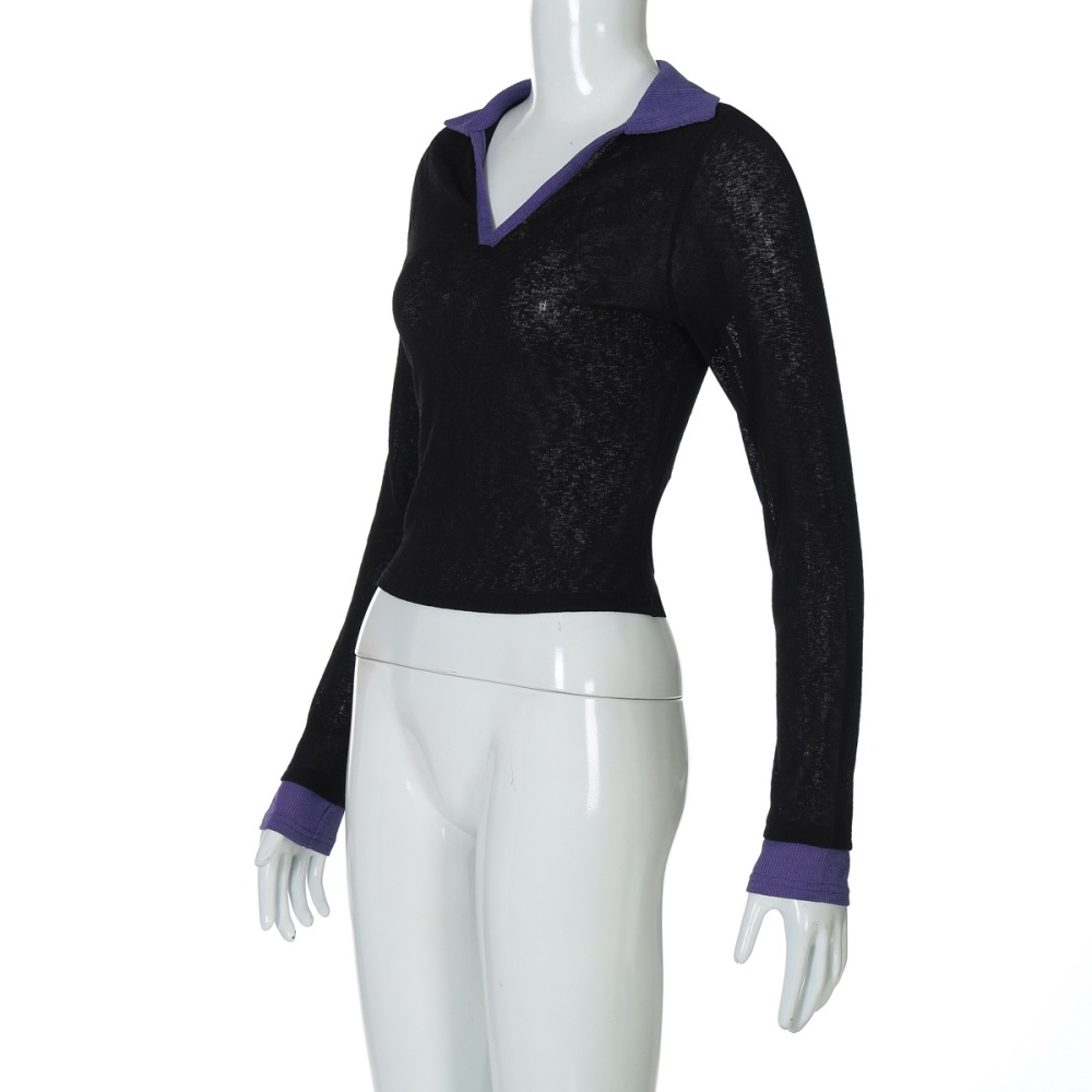 European style stripe tops thin bottoming shirt for women