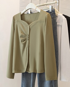 V-neck all-match tops large yard pure T-shirt