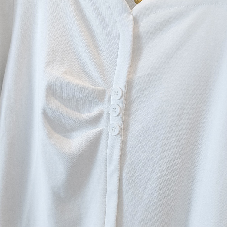 V-neck all-match tops large yard pure T-shirt