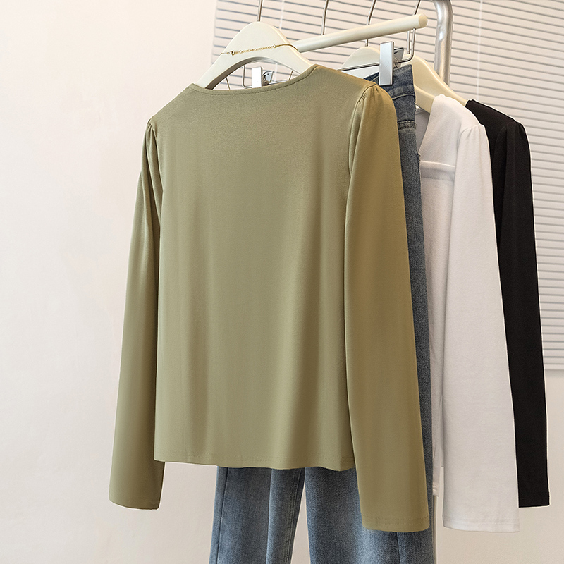 V-neck all-match tops large yard pure T-shirt