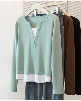 Long sleeve large yard simple tops loose fat T-shirt