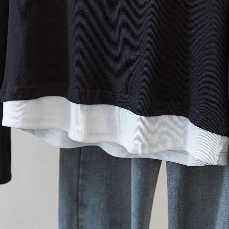 Long sleeve large yard simple tops loose fat T-shirt