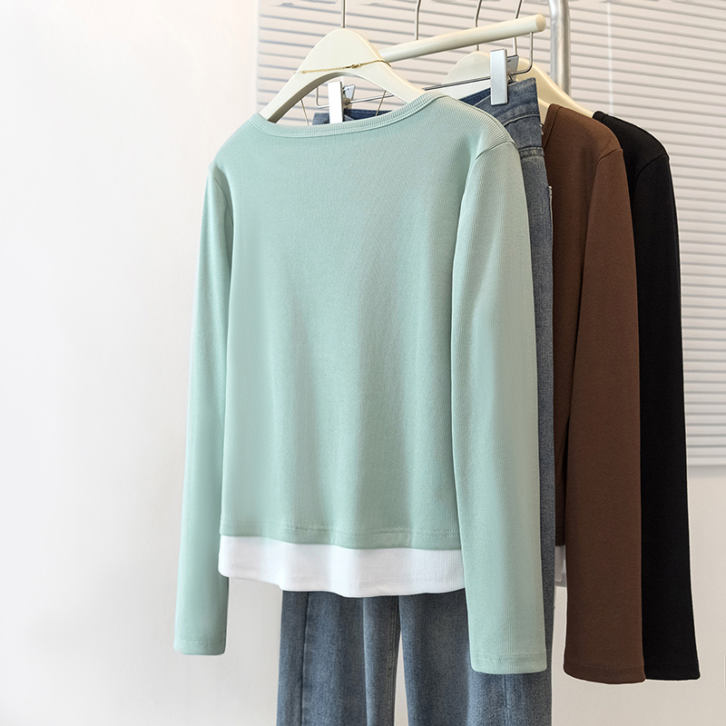 Long sleeve large yard simple tops loose fat T-shirt