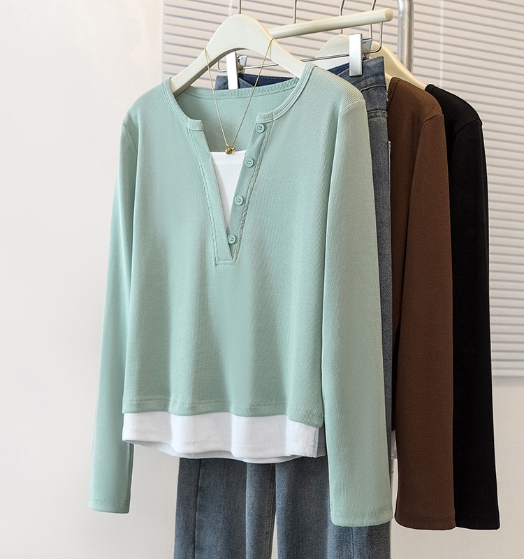 Long sleeve large yard simple tops loose fat T-shirt