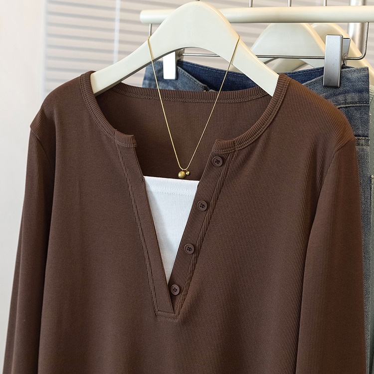 Long sleeve large yard simple tops loose fat T-shirt