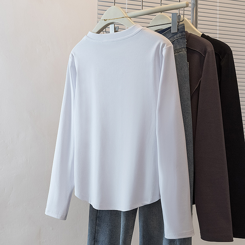 Spring V-neck T-shirt splice Western style tops