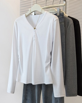 V-neck long sleeve T-shirt large yard tops for women