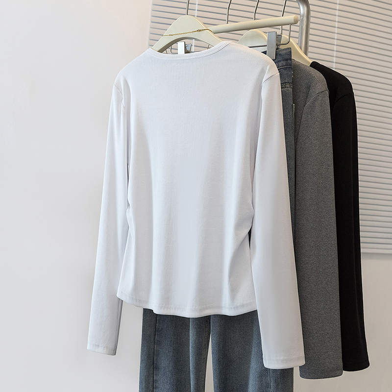 V-neck long sleeve T-shirt large yard tops for women