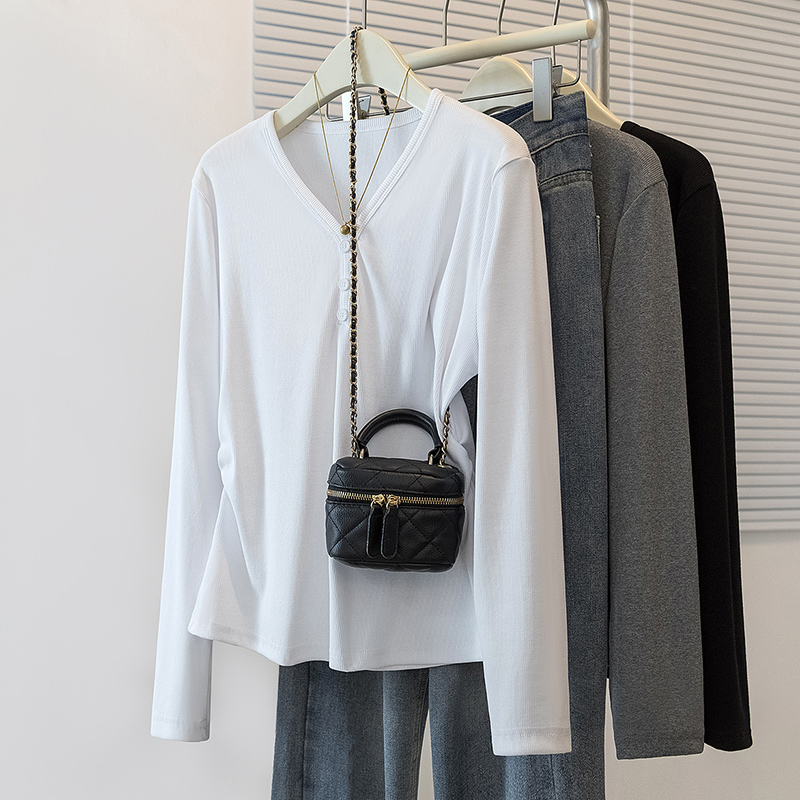 V-neck long sleeve T-shirt large yard tops for women