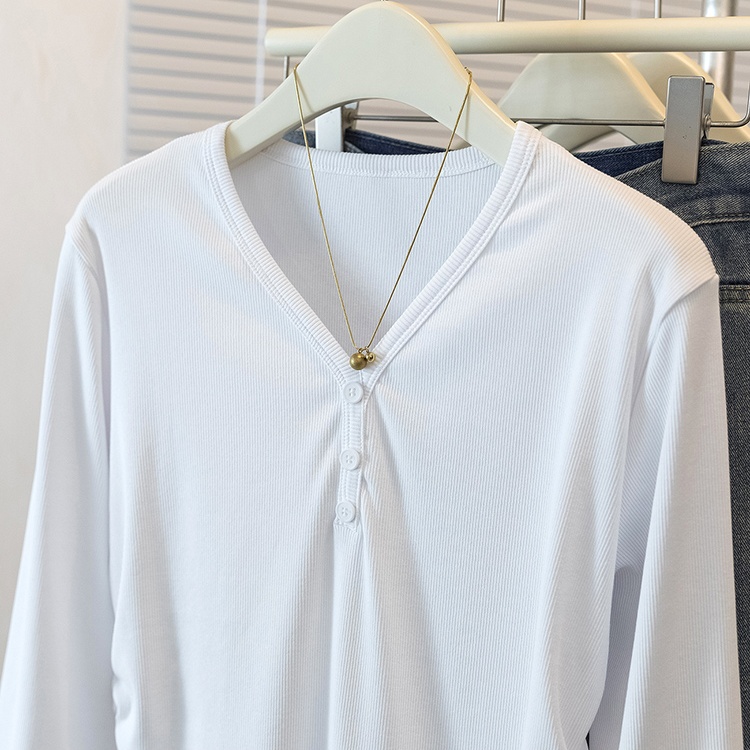 V-neck long sleeve T-shirt large yard tops for women