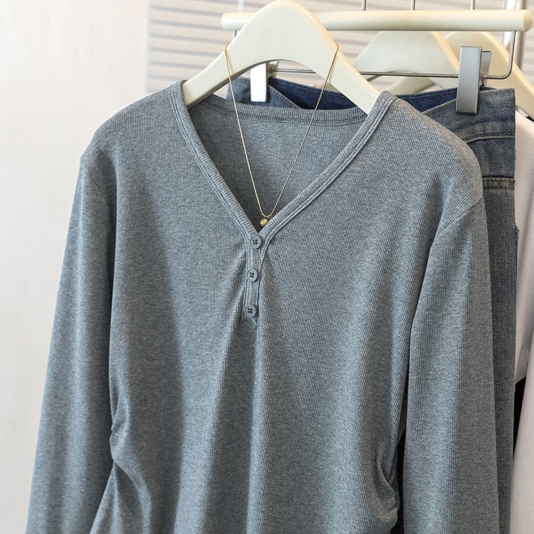 V-neck long sleeve T-shirt large yard tops for women