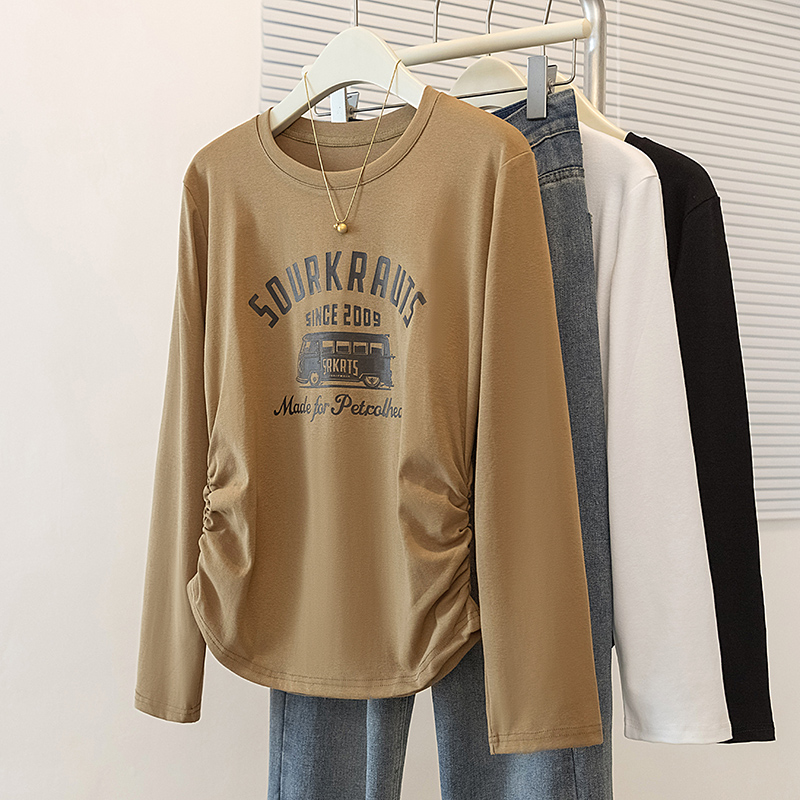 Long sleeve printing tops American style fat bottoming shirt
