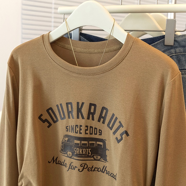 Long sleeve printing tops American style fat bottoming shirt