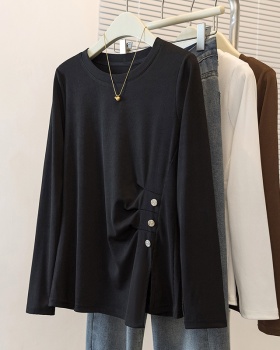 Long sleeve Western style tops round neck split T-shirt for women