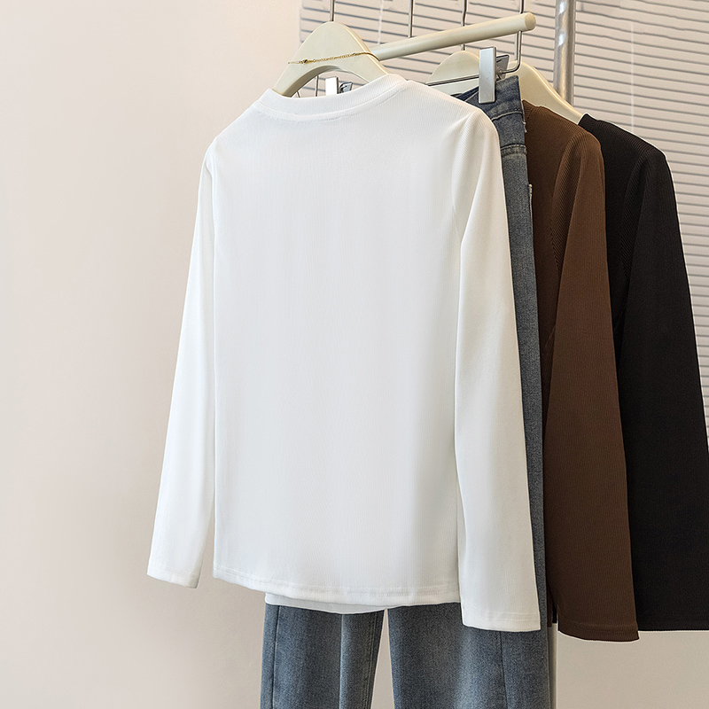 Long sleeve Western style tops round neck split T-shirt for women
