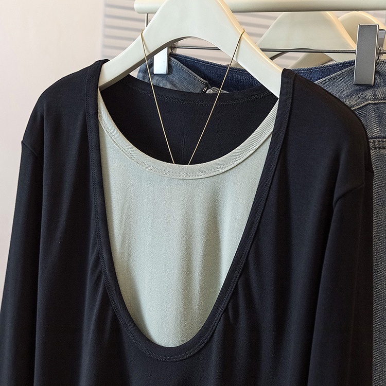 Pseudo-two spring T-shirt large yard tops for women
