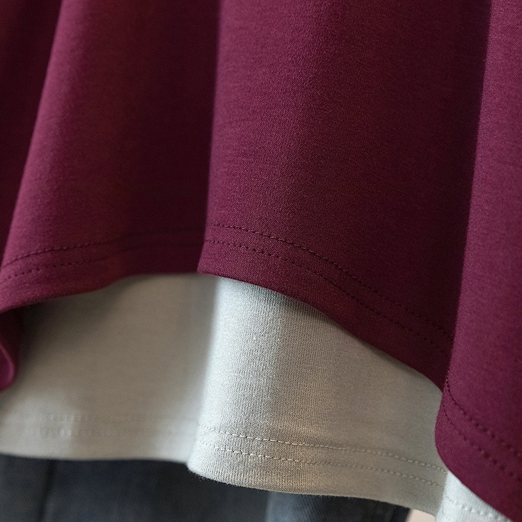 Pseudo-two spring T-shirt large yard tops for women