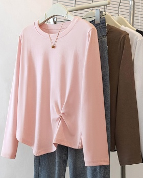 Pullover large yard tops slim round neck T-shirt for women