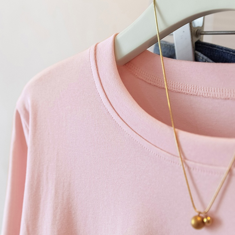 Pullover large yard tops slim round neck T-shirt for women