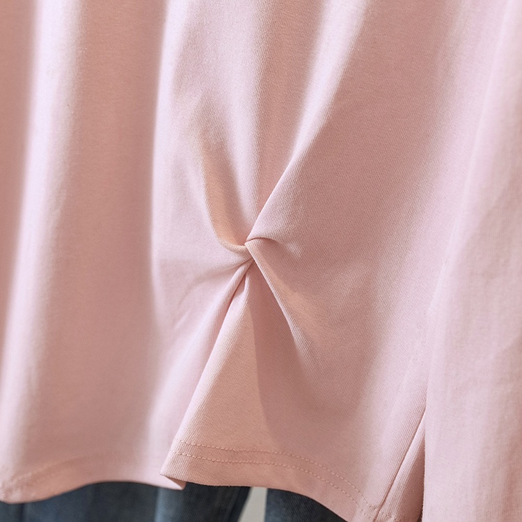 Pullover large yard tops slim round neck T-shirt for women