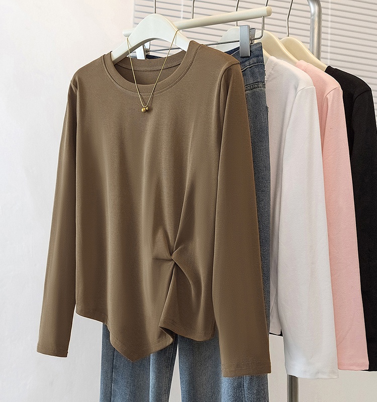 Pullover large yard tops slim round neck T-shirt for women