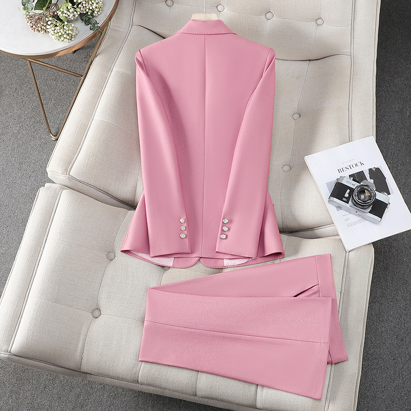 Casual pink business suit temperament coat a set for women