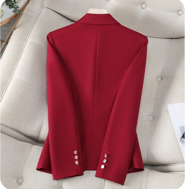 Casual short business suit wine-red slim tops