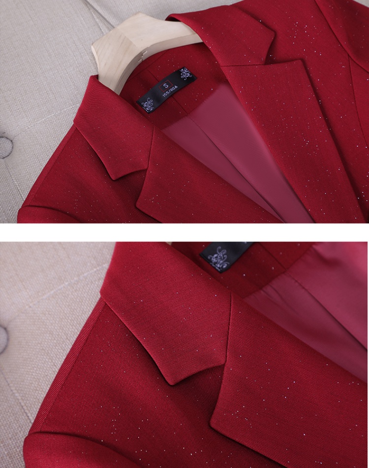 Casual short business suit wine-red slim tops