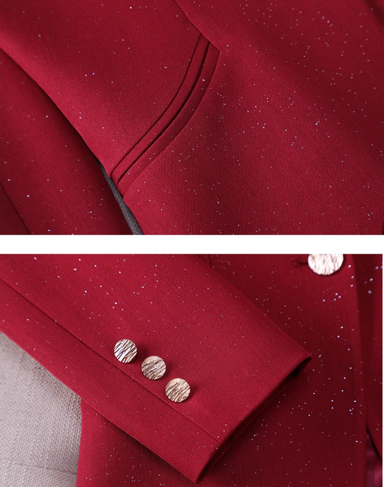 Casual short business suit wine-red slim tops