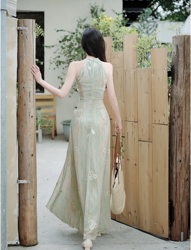 Slim floral vest France style sleeveless coat 2pcs set