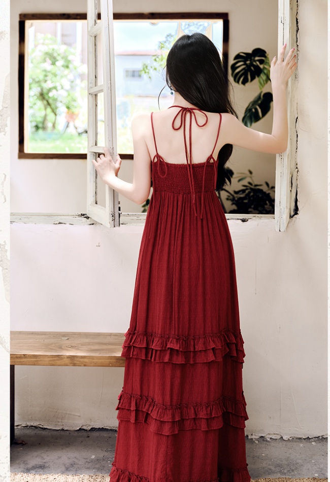 Vacation sandy beach dress was white slim shawl a set