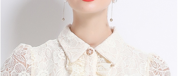 Embroidery shirt collar with belt pinched waist dress
